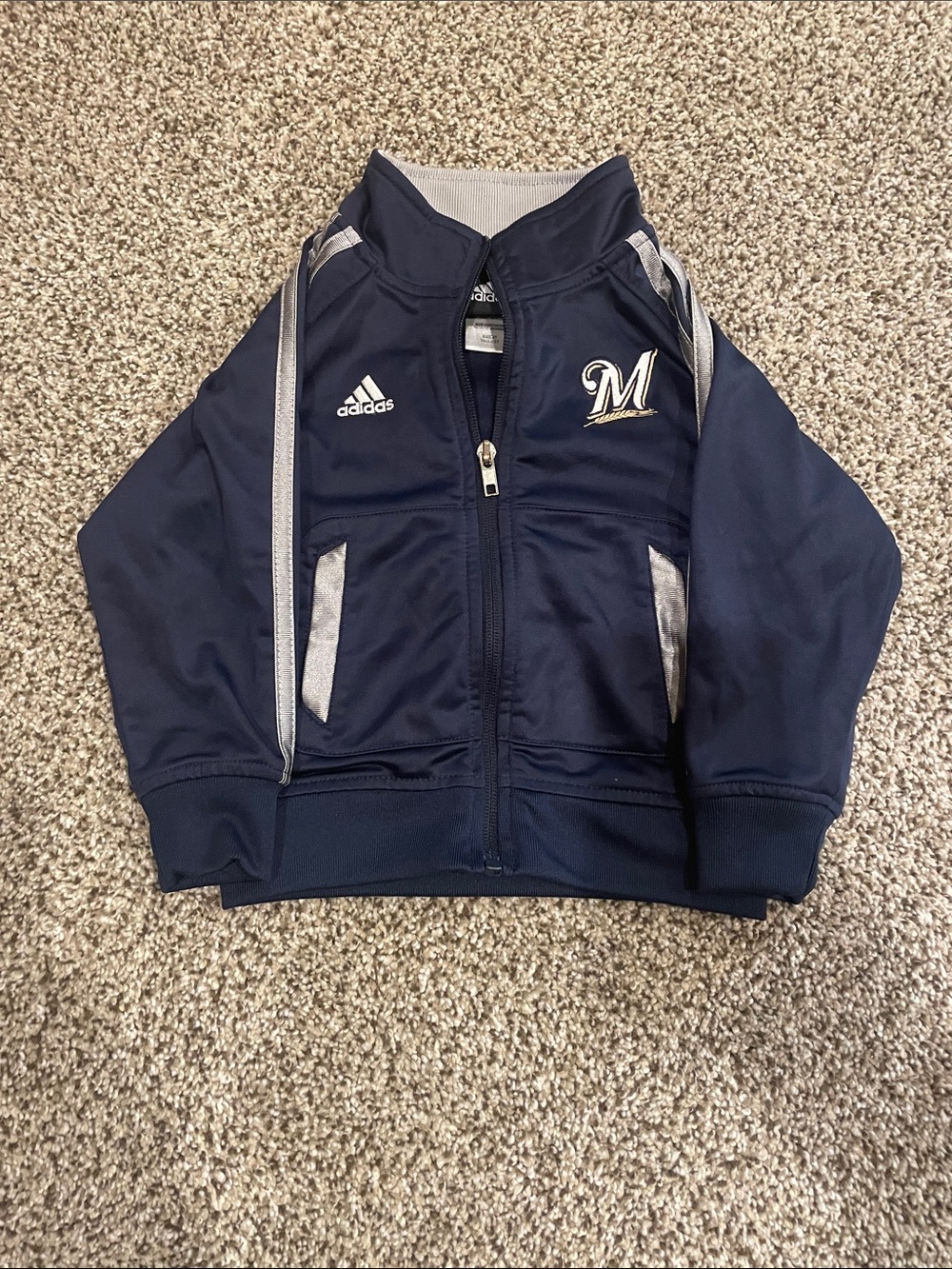 adidas Navy Blue Milwaukee Brewers Zip Jacket